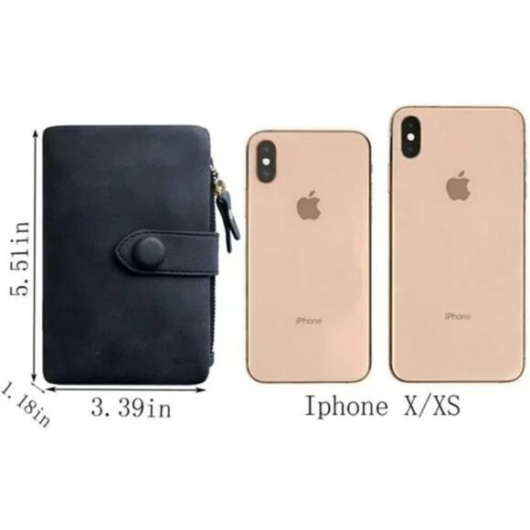 NEW Womens Small Bifold Leather Wallets Rfid Ladies Wristlet Black - Picture 5 of 7